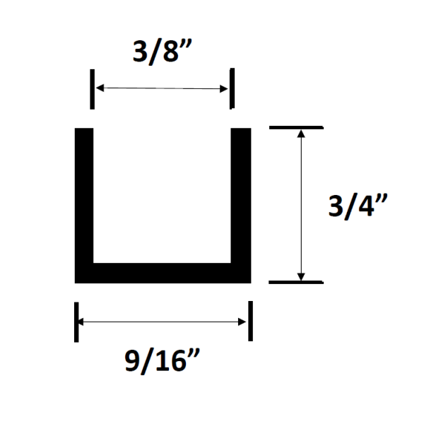 CSDCD38, U Channel for 3/8" Shower Door Fixed Panel  Polished Chrome
